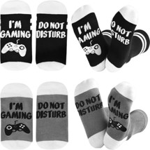 NEW Do Not Disturb I&#39;m Gaming Novelty Gamer Crew Socks 2 Pairs black &amp; gray - £7.77 GBP