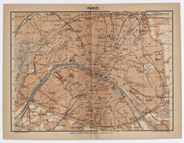 1905 Antique Map Of Paris / Downtown / CENTRE-VILLE / France - £21.15 GBP