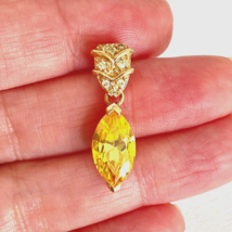 Sparkly Yellow Marquise CZ 14x8mm Sterling Silver Gold Wash Pendant 1&quot; - £31.28 GBP