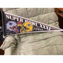 Vintage Super Bowl XXXI Green Bay Packers Vs New England Patriots Pennant Flag - £19.55 GBP
