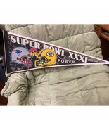 Vintage Super Bowl XXXI Green Bay Packers Vs New England Patriots Pennan... - £19.46 GBP