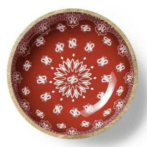 Levi’s x Target Small Enameled Wooden Red Bandana Print Serving Bowl New 7” - $24.99