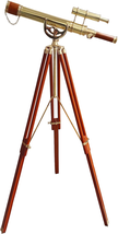 Vintage Maritime Anchor Master Telescope Shiny Brass Adjustable Wooden Tripod Ro - £191.22 GBP