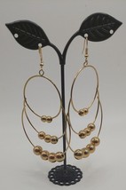 JEWELRY Goldtone Triple Ball Hoops Dangling Earrings Costume - $6.99