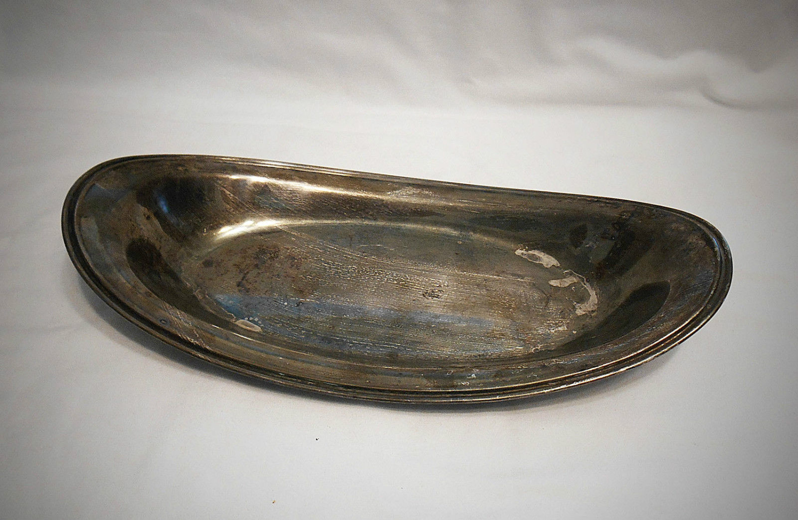 EPNS silver plate 12 in. bowed platter marked RSPC JG 195500 6 inch wide