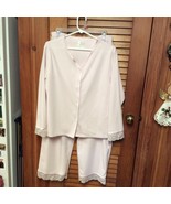Secret Treasures Pink Lace &amp; Satin Trimmed Pajamas Set Size Large - £7.16 GBP