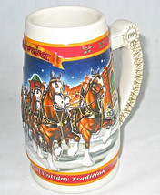 Budweiser 7&quot; Stein Clydesdales 1999 Ceramic Christmas Collectible Brazil... - $31.19