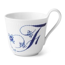 Royal Copenhagen Letter “F” Alphabet Mug Blue Fluted 11 Oz. New/Box! - £75.93 GBP