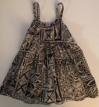 Favant Girls Hawaiian Dress Sleeveless Beige Black Print Size 5-6 - £10.02 GBP