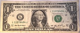 $1 One Dollar Bill 11978494, birthday / anniversary April 9, 1978 - £15.72 GBP