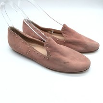 AGL Ballet Flats Loafers Suede Studded Slip On Blush Pink Almond Toe 39.5 US 9.5 - £19.20 GBP
