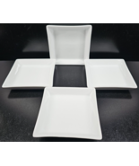 (4) Crate & Barrel White Square Appetizer Plates Set Porcelain Snack Dishes Lot - $36.60