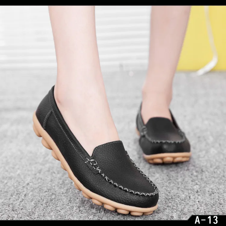 2024 Women Flats Ballet Shoes Woman Leather  Moccasins Female Boat Loafers Shoes - £124.52 GBP