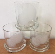 Set Of 3 Vintage Etched Frosted Sliced Clear Tomato Juice Drink Cups Gla... - $36.62