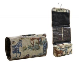 Horse Lovers Tapestry Embroidered Fabric Hanging Toiletry Case for Trave... - £14.90 GBP