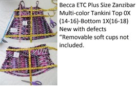 Becca ETC Plus Size Zanzibar Multi-color Tankini Top 0X(14-16)-Bottom 1X(16-18) - £47.77 GBP