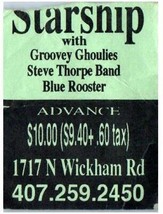 Starship Concierto Ticket Stub Noviembre 18 1993 Melbourne Florida - £34.20 GBP