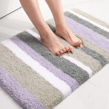 Microfiber Striped Bathroom Rugs Bath Mat, Extra Thick, Soft and Shaggy,... - $14.77