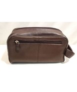 Men&#39;s Genuine Leather Black Shave Kit Toiletry Bag Top And Side Zippers  - £18.43 GBP