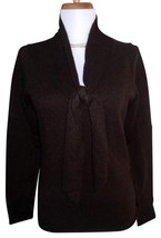 CASHMERE CACHE heather Chocolate Brown 100% Cashmere V-Neck Sweater Size... - $59.39