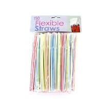 Distressed Pkg - 150 Flexible Colorful Drinking Straws - £4.80 GBP