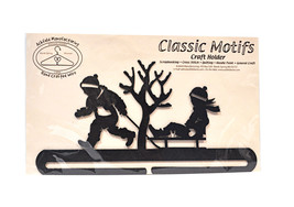 Classic Motifs Boy &amp; Sled  12 Inch Charcoal Split Bottom Craft Holder - $19.76