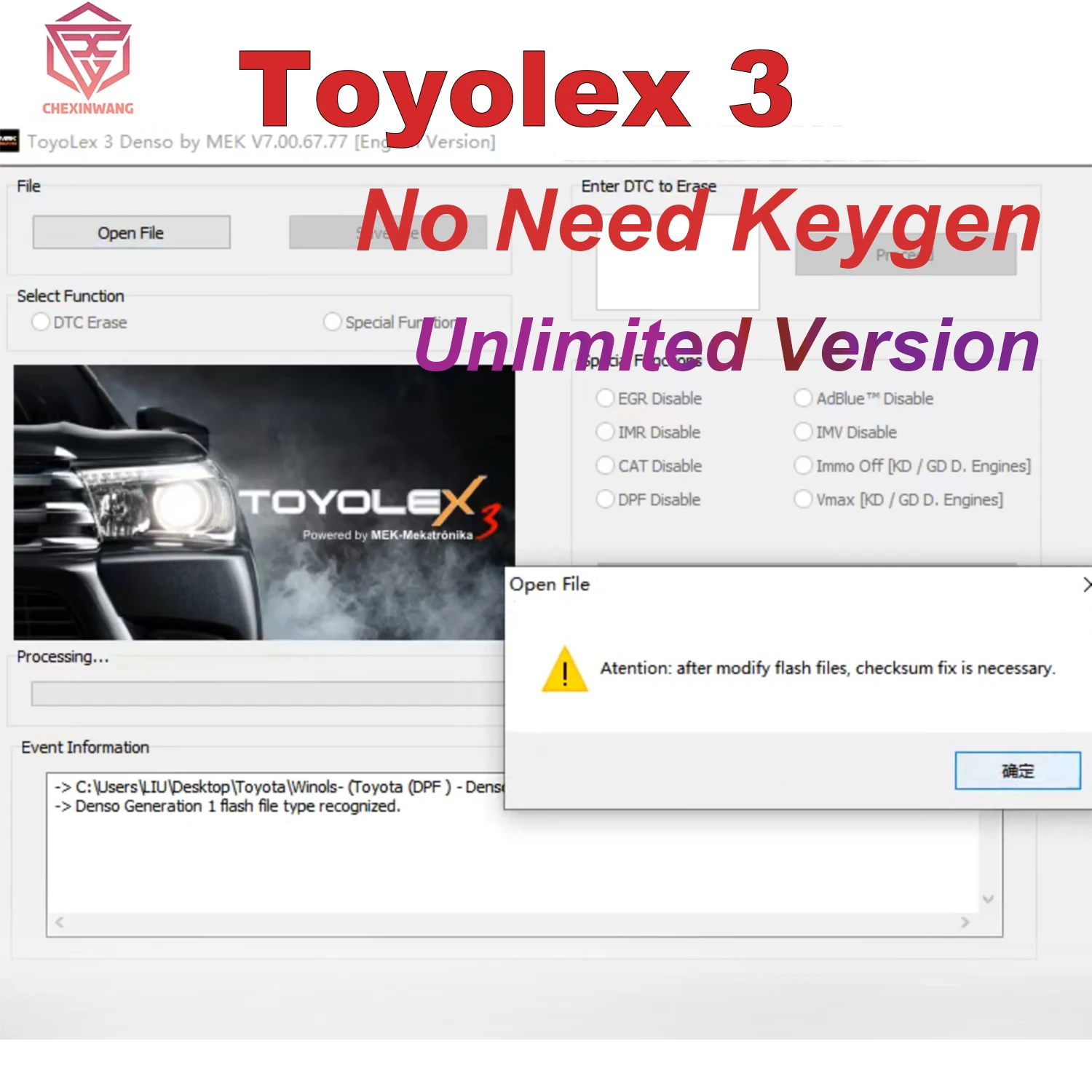 Toyolex3 Toyolex 3 Unlimited Version for Denso  heento DTC EGR IMR DPF IMV VMAX  - £80.44 GBP