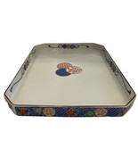 Mino Ware Daikichi Kiln Japanese Pottery Tray 13&quot; x 9.5&quot;, Red &amp; Blue Design - $90.79 CAD