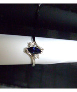 18K White Gold Filled Women Wedding/Egagement Blue Cubic Zirconia Ring- ... - $15.99