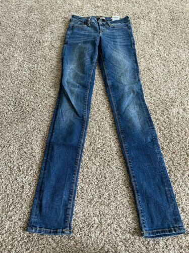 Guess Jeans Women 25 Blue Power Stretch Skinny Denim Logo Low Rise Preppy - $16.82