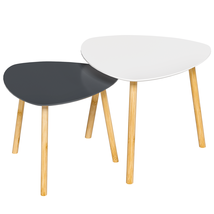 Set of Two 22" Oak And Gray and White Nested Tables - $1,831.91 MXN