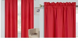RED 2pc set window curtain panel 100% privacy blackout lined drapery R64 - £35.83 GBP+