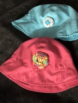 Lot Of Two Infant Hats Sz 18 Months Pink Blue Croceted Flowers - $21.83