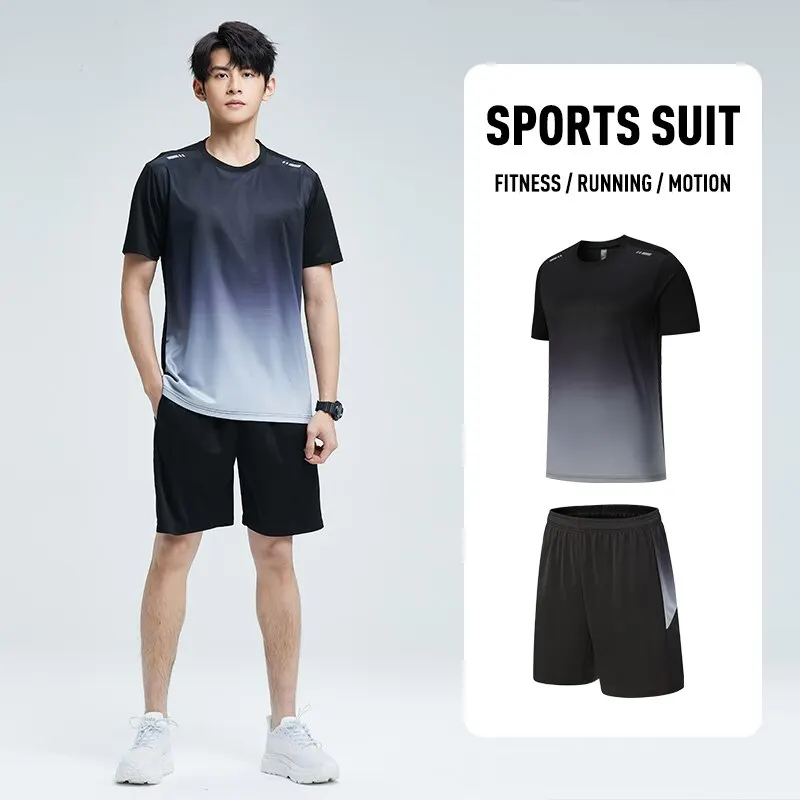 Fitness Clothes Men&#39;S Ice Silk Quick-Dry wear Set Summer Short-Sleeved T-Shirt M - £81.66 GBP