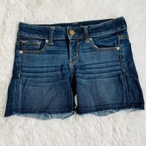 AEO Blue Stretch Cutoff Denim Shorts Size 2 - £22.45 GBP