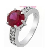 18k White GP Red Solitaire with Accents engagement/Wedding Ring  -size 6 - $22.99