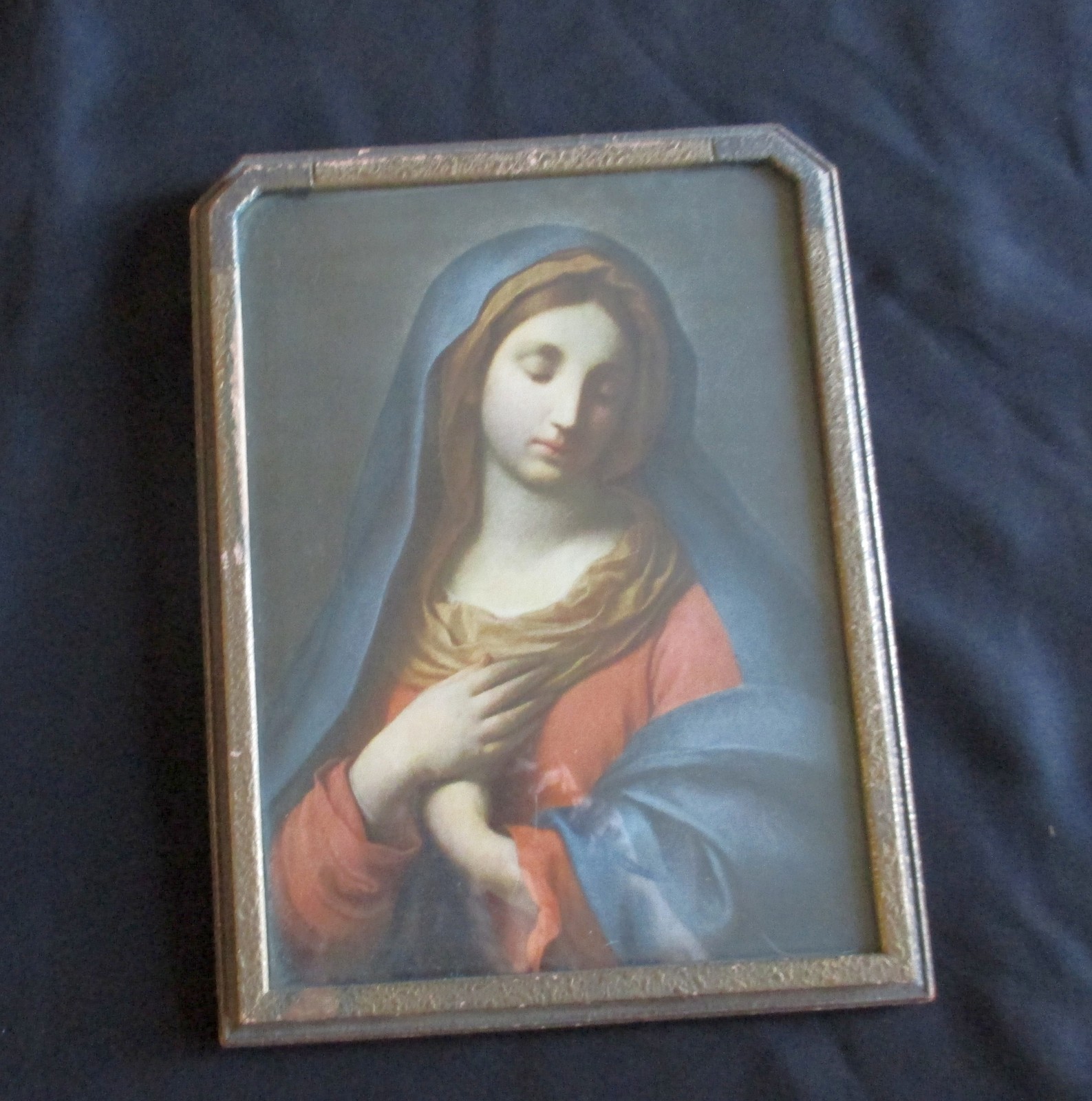 Vtg (1920's) Virgin Mary Litho in Original Frame - £8.78 GBP