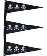 Jolly Roger - 4&#39; X 36&quot; Nylon Pennant Trio Flag - $45.64 CAD