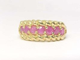 7 Ruby Gemstones Vintage Ring In 14 K Yellow Gold Vermeil   Size 7  Free Shipping - £57.94 GBP