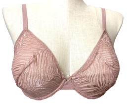 Victoria&#39;s Secret Lightly Lined Demi Bra 36DD Pink Lace Sheer Underwire ... - $18.88