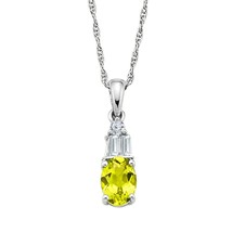 Peridoto &amp; Lab-Created Bianco Zaffiro Pendente Argento Sterling Donna Day Regalo - £72.12 GBP