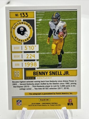 2019 Panini Contenders Playoff Ticket #133 Benny Snell Jr. /49 Item image 3