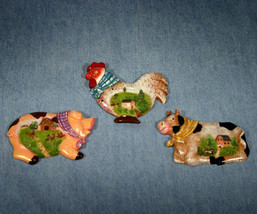 Set of 3 Farm Animal Frig Magnets Cow, Pig, and Chicken - $16.98