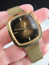 Vintage 1970&#39;s Timex Gold Tone &quot;Dynabeat&quot; Electric Starburst Fade Square - £19.03 GBP