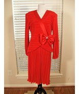 Red Skirt &amp; Jacket Formal Calf Length 2 Piece Dress Valentines Mother of... - £35.04 GBP