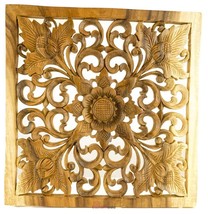 Carved Wooden Wall Art Sculpture Decoration - Square Panel Bed Headboard - £117.39 GBP