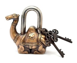 antique padlock with keys brass lock Camel Design - £39.61 GBP