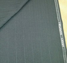 Vintage 130&#39;S Italian Wool suit fabric  Black Stripes By The Yard - $11.88
