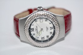 Aquamarin Sea Star Ss Red Leather Diamond Bezel Mop Dial Quartz Ladies Watch - $1,163.60