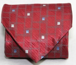 Puritan Maroon Red Gray Metalic Geometric Shapes Mens Silk Neck Tie  STU... - £6.52 GBP